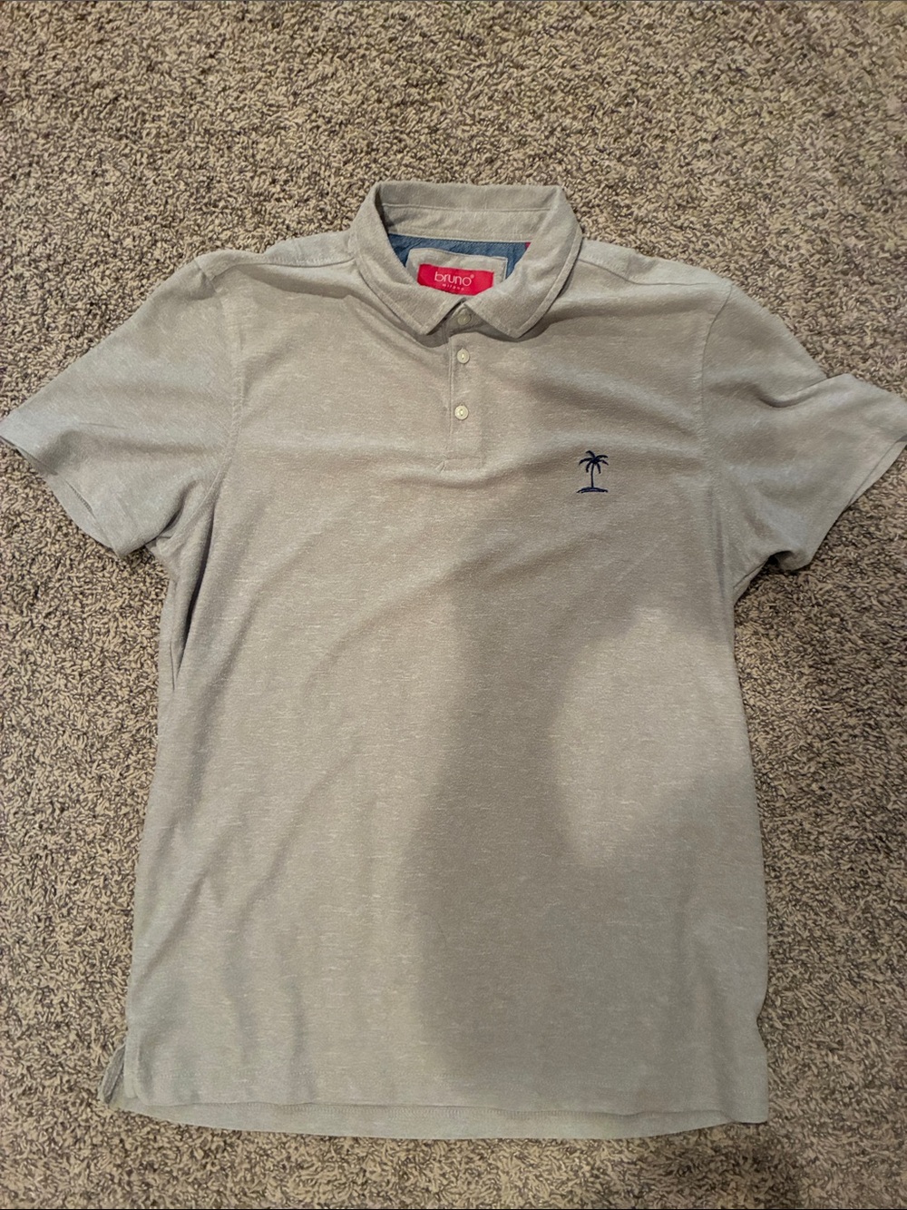 Bruno Men’s Heather Light Gray Polo with Embroidered Palm